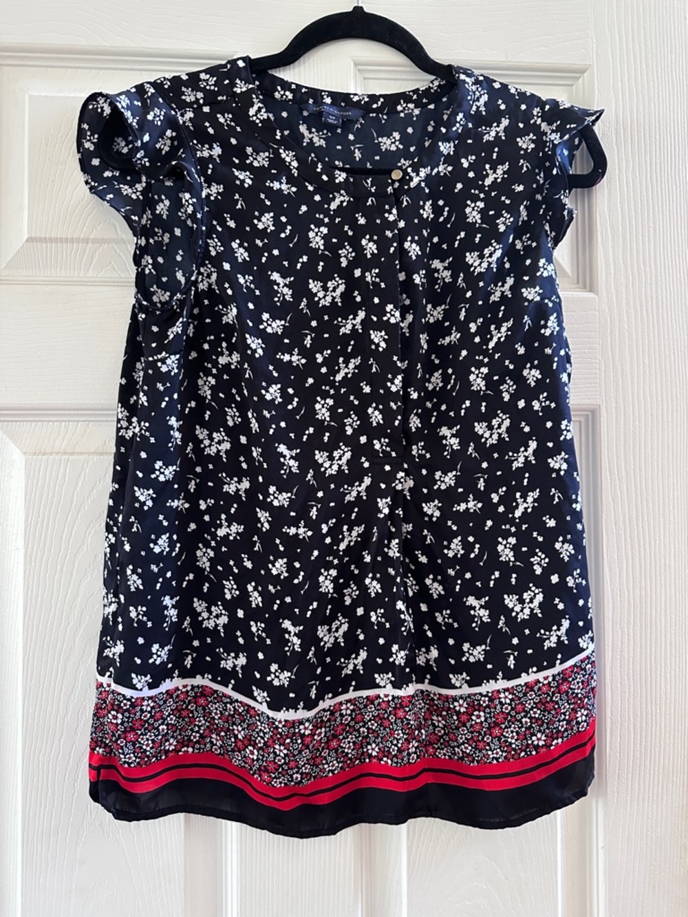 Tommy Hilfiger Navy Red and White Flowy Tank Top